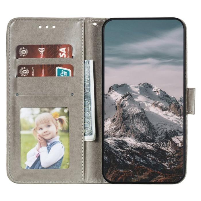 OEM - Samsung Galaxy S26 Plånboksfodral Konstläder Mandala Tryck - Grå