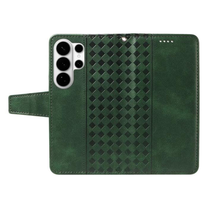 OEM - Samsung Galaxy S26 Ultra Fodral Äkta Läder Ställ - Grön