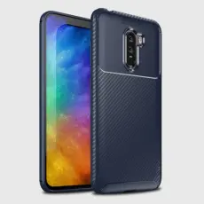 iPaky - IPAKY Carbon Fiber Mobilskal till Xiaomi Pocophone F1 - Blå