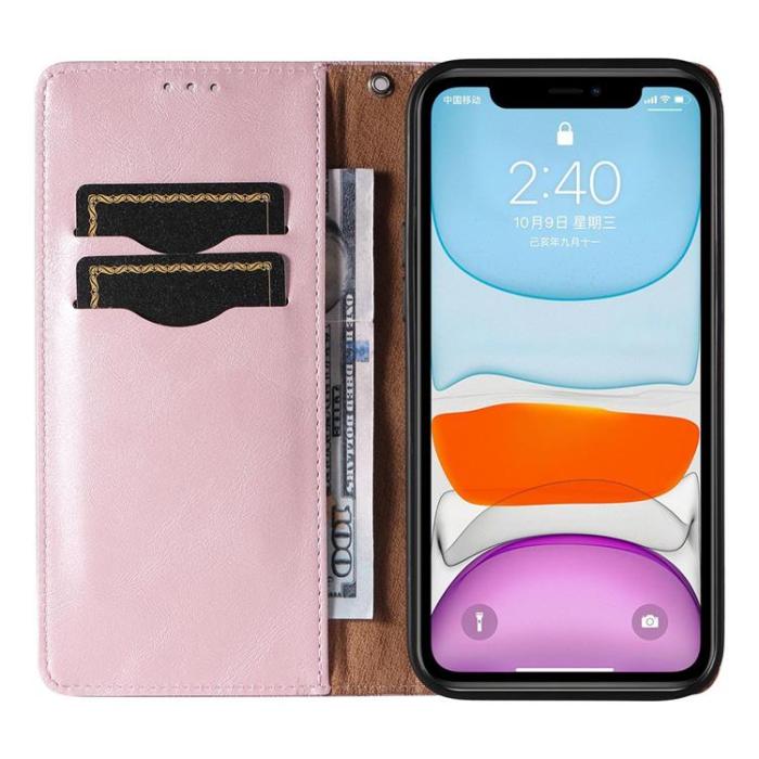 UTGATT - iPhone 12 Plånboksfodral Magnet Strap - Rosa