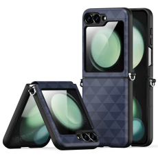 Dux Ducis - Dux Ducis Galaxy Z Flip 6 Mobilskal Fitt Rhombus Läder - Blå