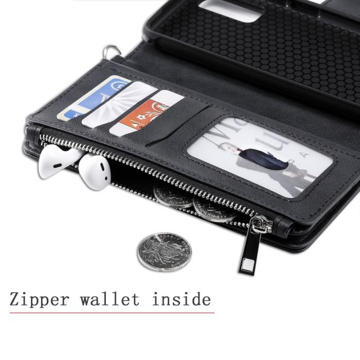 A-One Brand - Zipper Magnet Plånboksfodral till Galaxy S20 - Svart
