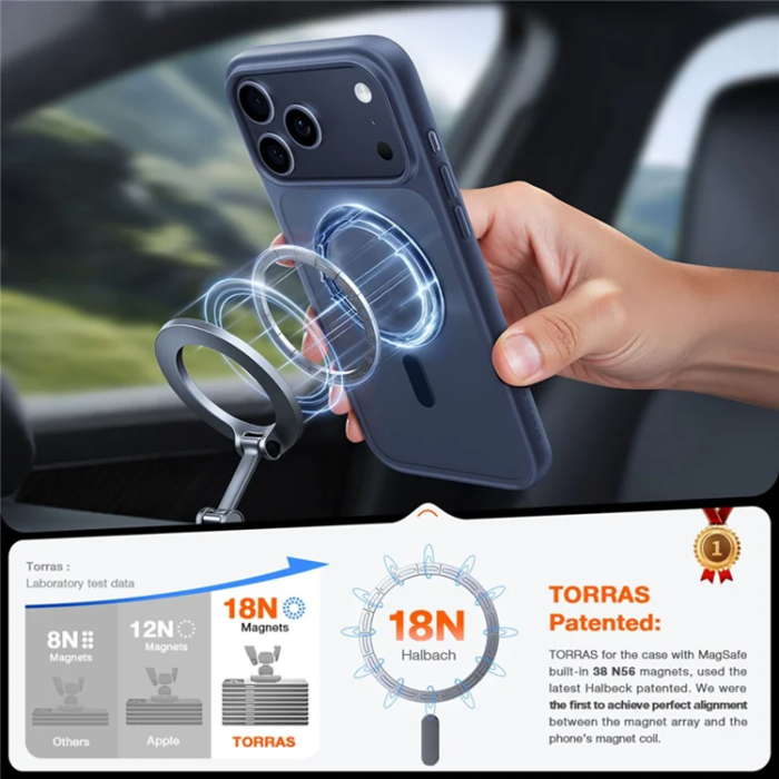Torras - TORRAS iPhone 17 Pro Mobilskal MagSafe Matte PC + TPU - Mörkblå