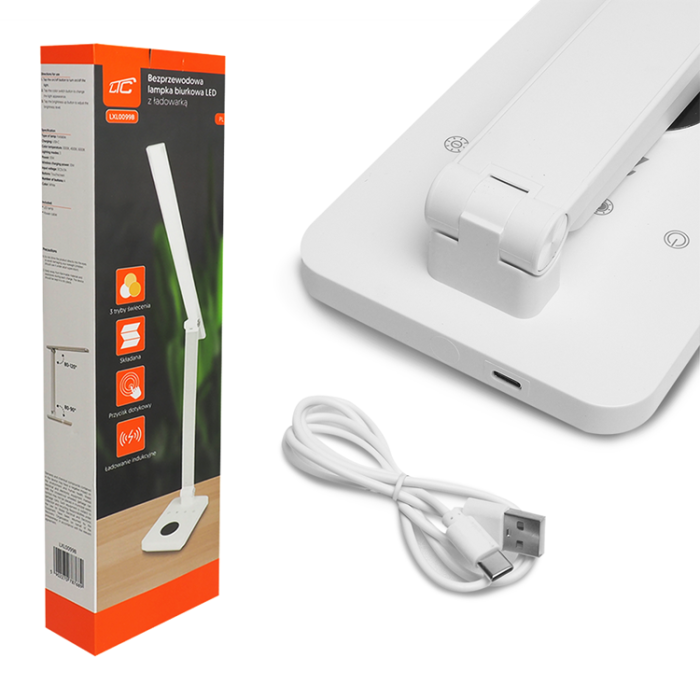 LTC - LTC LED Skrivbordslampa med Trådlös Laddare 10W - Vit