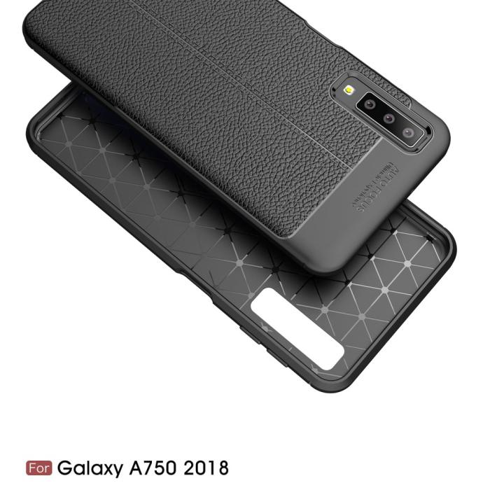 UTGATT4 - Skal i Lädertextur för Samsung Galaxy A7 2018 - Svart