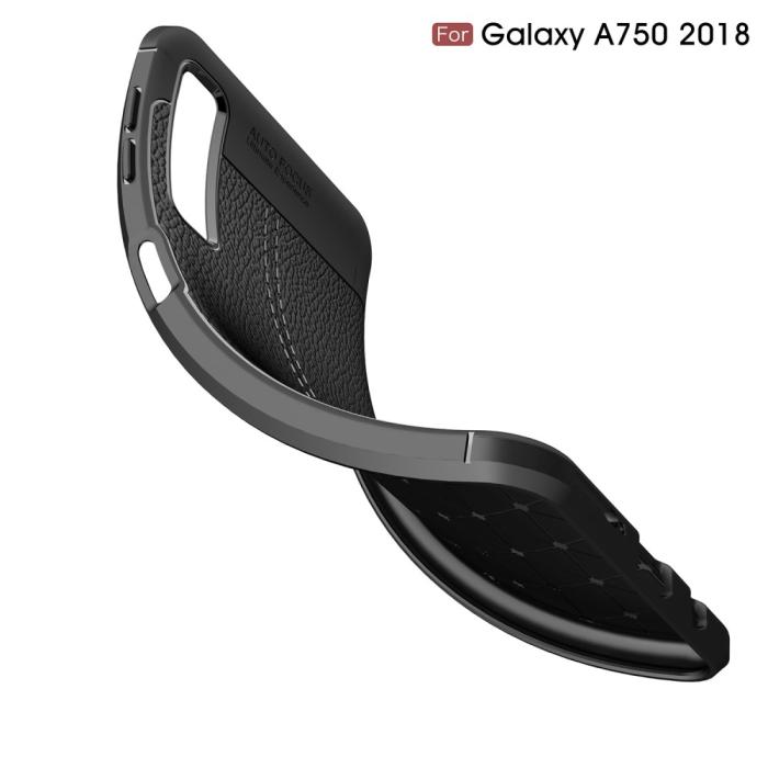 UTGATT4 - Skal i Lädertextur för Samsung Galaxy A7 2018 - Svart