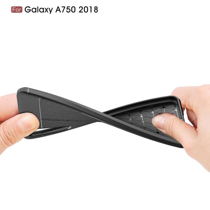 UTGATT4 - Skal i Lädertextur för Samsung Galaxy A7 2018 - Svart