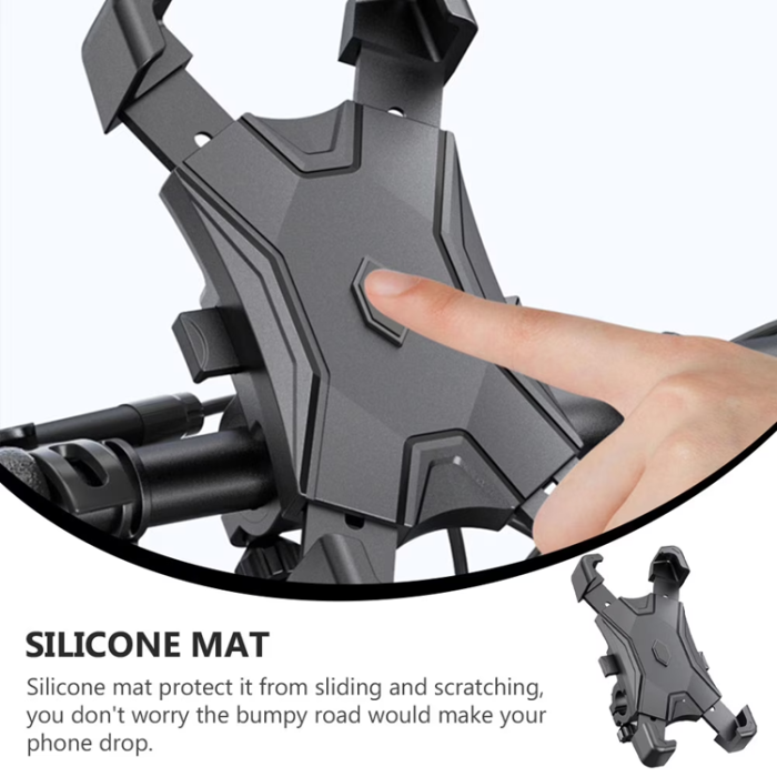 A-One Brand - Mobilhållare Styrfäste Klämma Fäste För Motorcykel - Svart