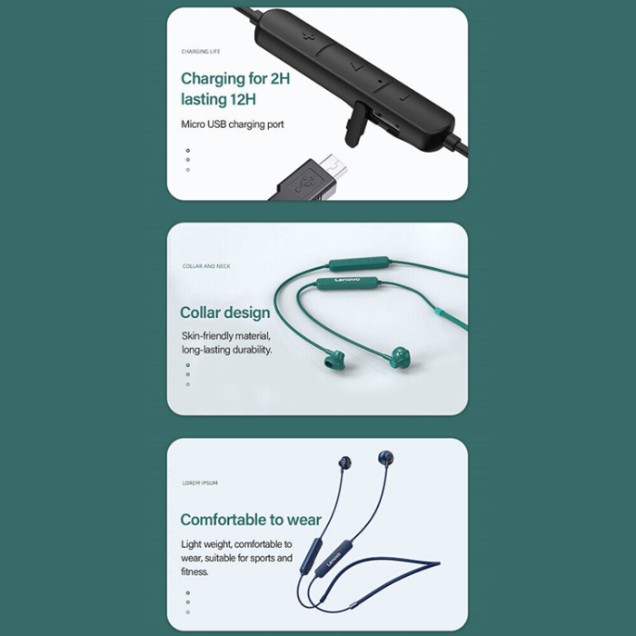 Lenovo - Lenovo Thinkplus SH1 Trådlösa Nackbands Hörlurar - Blå