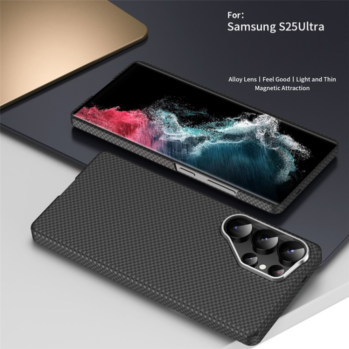 GKK - GKK Galaxy S25 Ultra Mobilskal MagSafe Carbon Fiber - Svart
