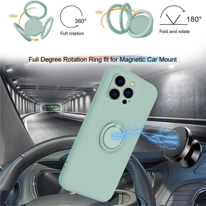OEM - iPhone 15 Pro Mobilskal Ringhållare Liquid Silikon - Cyan