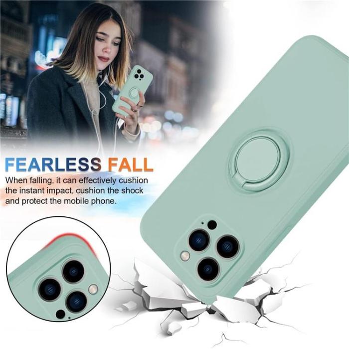 OEM - iPhone 15 Pro Mobilskal Ringhållare Liquid Silikon - Cyan