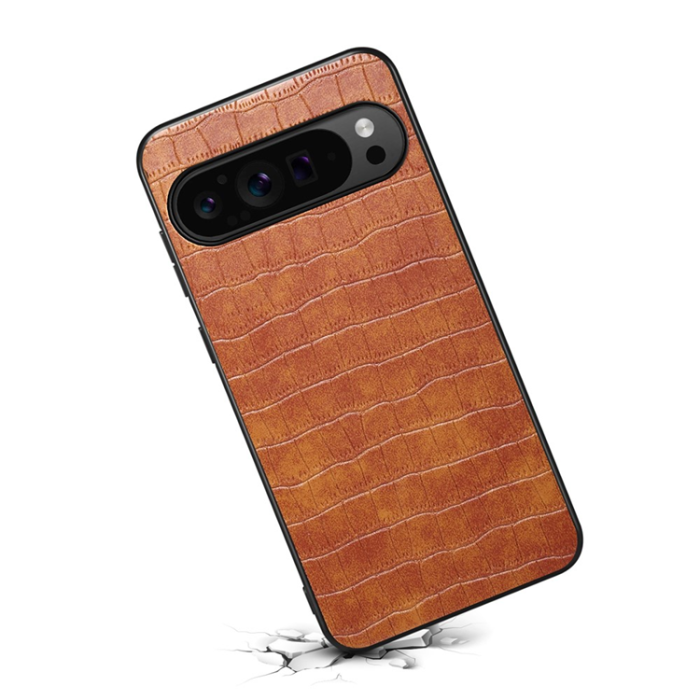 A-One Brand - Google Pixel 10/10 Pro Mobilskal Crocodile Texture  - Brun