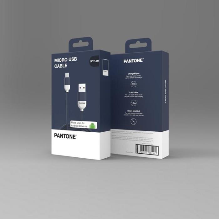PANTONE - Pantone USB/MicroUSB 1.5m Kabel 2.4A PT-MC001-5 2380C Marinblå