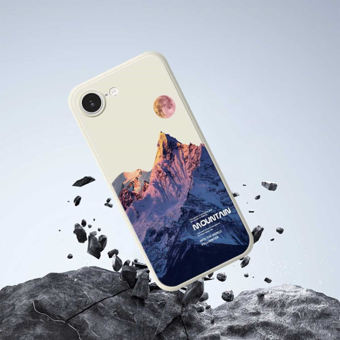 A-One Brand - iPhone 16e Mobilskal Blue Snow Mountain TPU - Beige