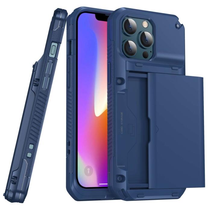 OEM - iPhone 13 Pro Max Skal Med Kortfack - Blå