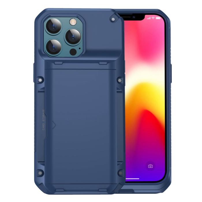 OEM - iPhone 13 Pro Max Skal Med Kortfack - Blå