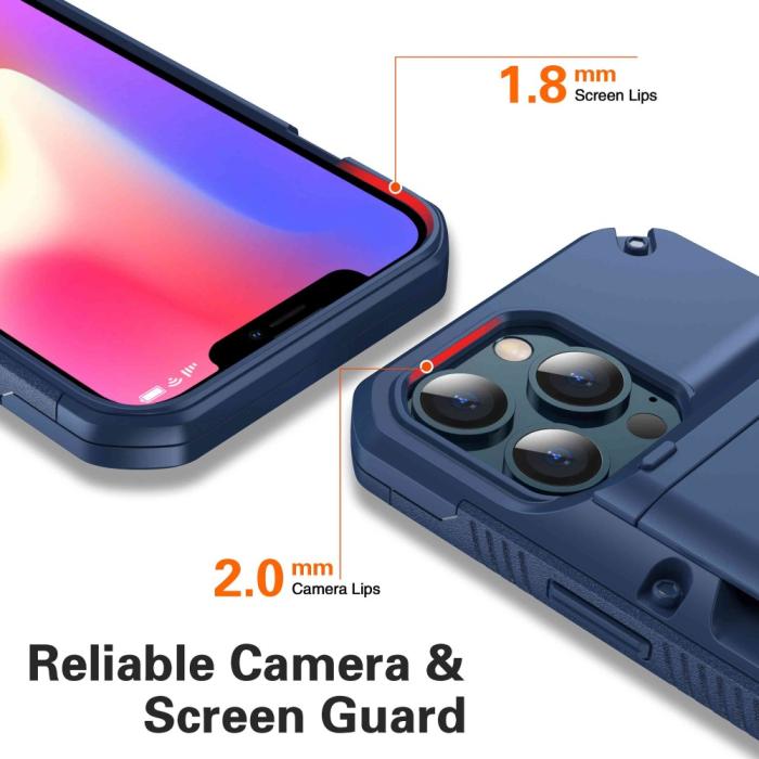 OEM - iPhone 13 Pro Max Skal Med Kortfack - Blå