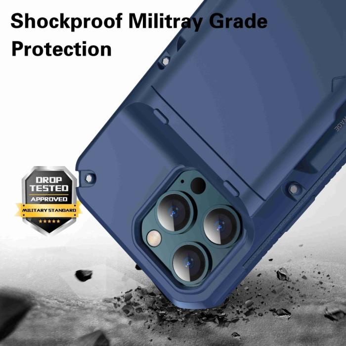 OEM - iPhone 13 Pro Max Skal Med Kortfack - Blå