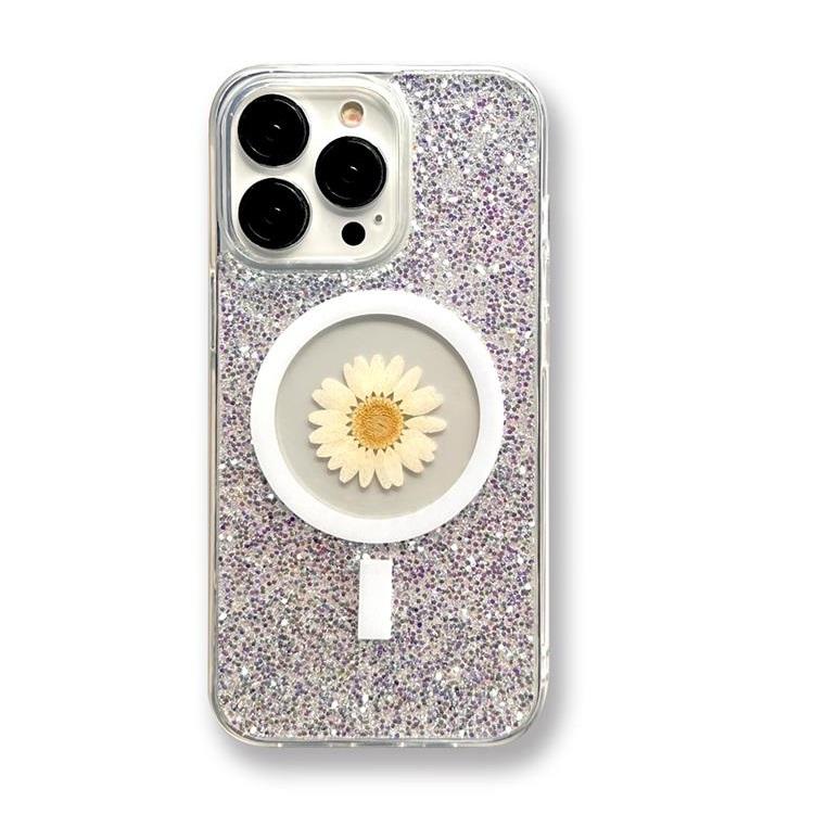BOOM iPhone 14 Pro Mobilskal Magsafe Drop-Proof - Vit Flower | 2353 | AlltMobil