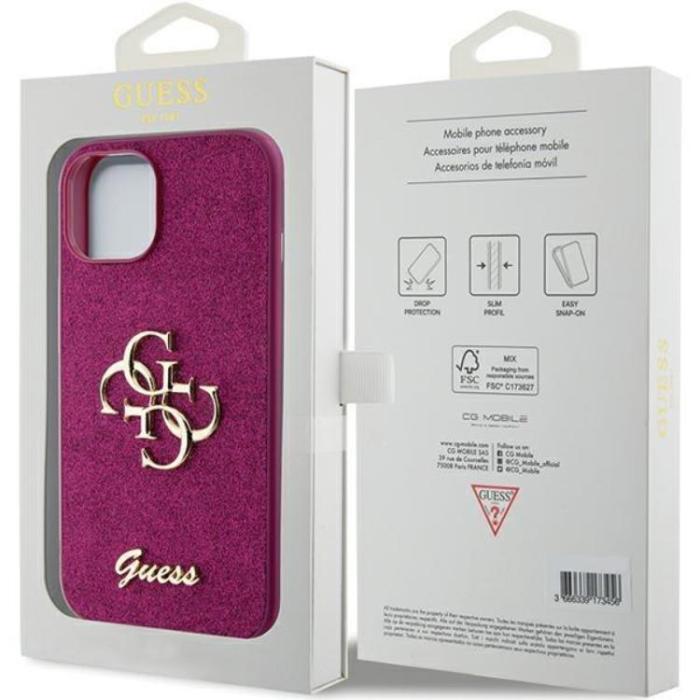 Guess - Guess iPhone 15 Mobilskal Glitter Script Big - Lila