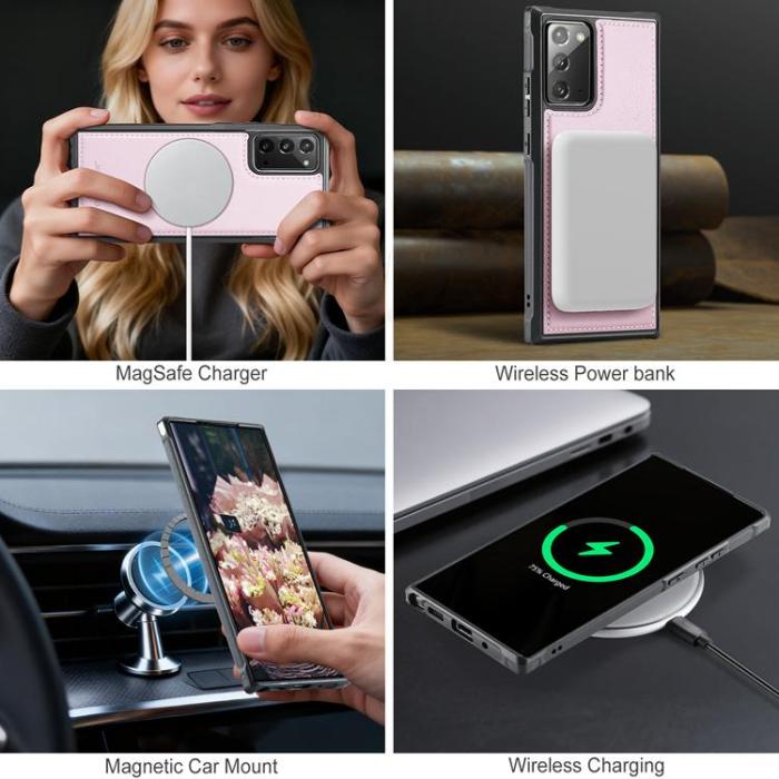 OEM - JEEHOOD Samsung Galaxy Note20 Fodral KonstLäder - Rosa