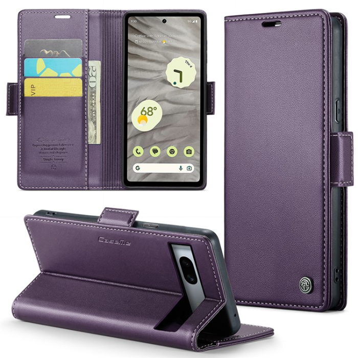 Caseme - Caseme Google Pixel 7A Plånboksfodral RFID Litchi - Lila