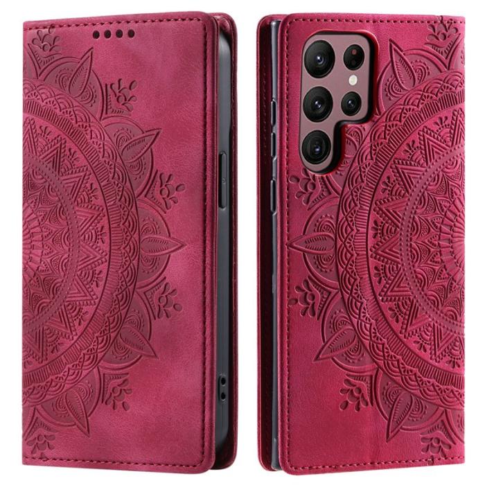 OEM - Mobilskal till Samsung Galaxy S26 Ultra Magnetstängning Konstläder Mönster Rosa