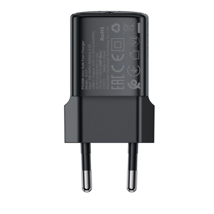 Acefast - ACEFAST Mini GaN Snabbladdare 20W USB-C EU A117 PD - Svart