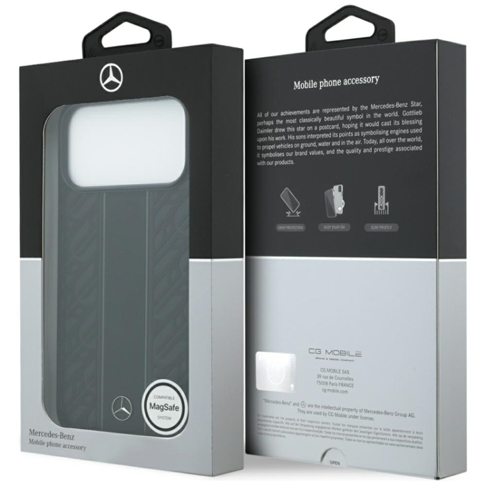 Mercedes - Mercedes iPhone 17 Pro Max Mobilskal Magsafe Laurel Leaves Stripes - Svart