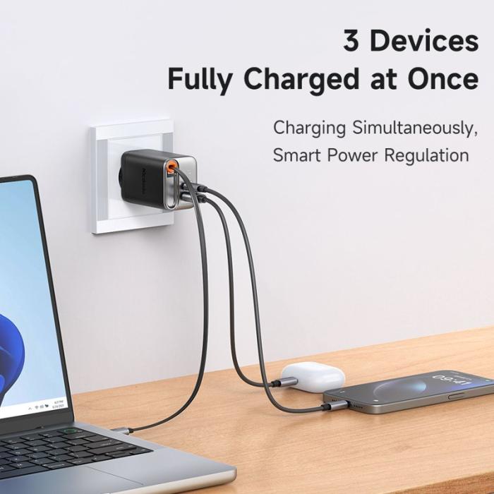 OEM - MCDODO CH-410 FreeGo 67W GaN-laddare med inbyggd kabel, EU-kontakt - Svart