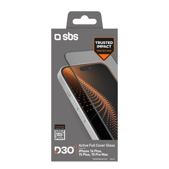SBS - SBS iPhone 16 Plus/15 Plus Härdat Glas Skärmskydd D30 - Svart
