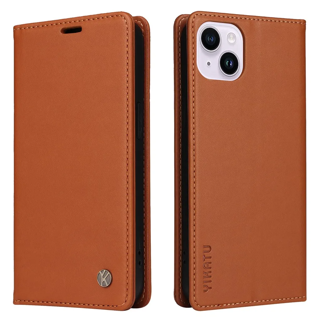 YIKATU iPhone 15 Plus Plånboksfodral - Brun | 2353 | AlltMobil