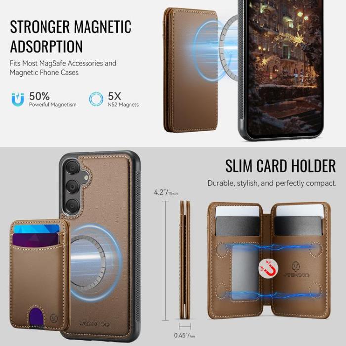 OEM - JEEHOOD Samsung Galaxy A35 5G Mobilskal KonstLäder - Brun