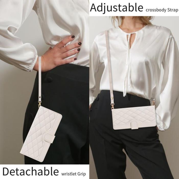 A-One Brand - Xiaomi 17 Pro Max Plånboksfodral Rhombus Läder Med Rem - Vit