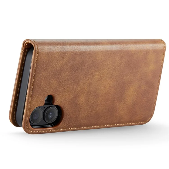 DG.MING - DG.MING iPhone 16 Plånboksfodral Split Läder - Brun