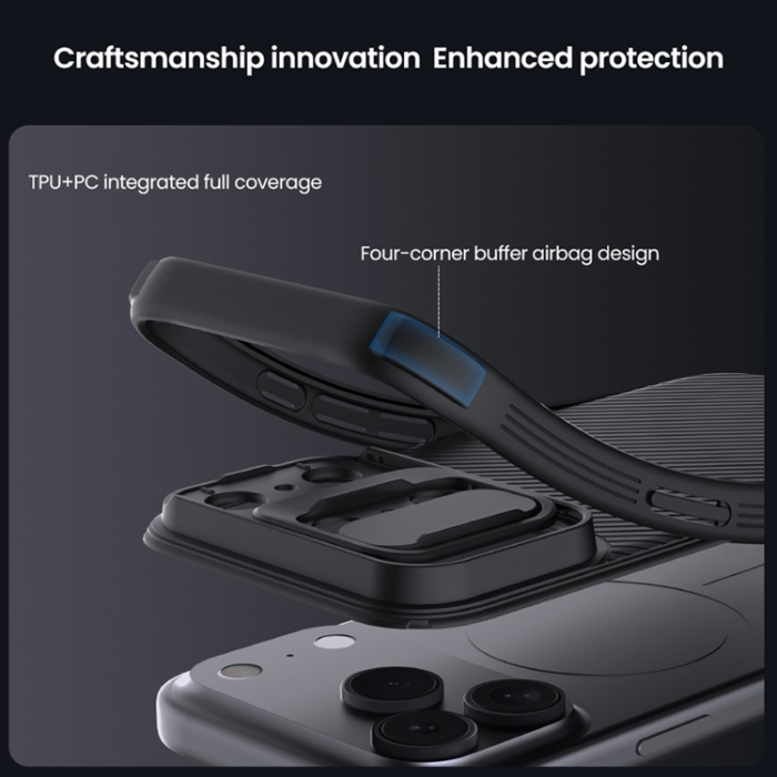 Nillkin - NILLKIN iPhone 17 Pro Max Mobilskal Slide Kamera Lid - Guld