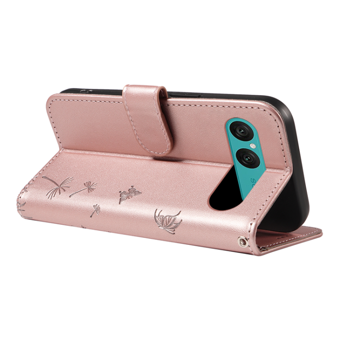 A-One Brand - Sony Xperia 10 VII Plånboksfodral Strap Dandelion Läder - Roséguld
