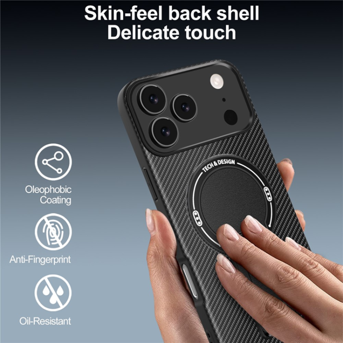 A-One Brand - iPhone 17 Pro Max Mobilskal MagSafe Kickstand Carbon Fiber
