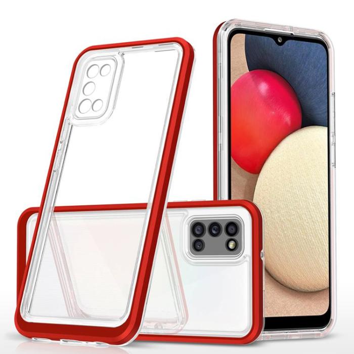 OEM - 3in1 Galaxy A03s Skal Frame Gel - Röd