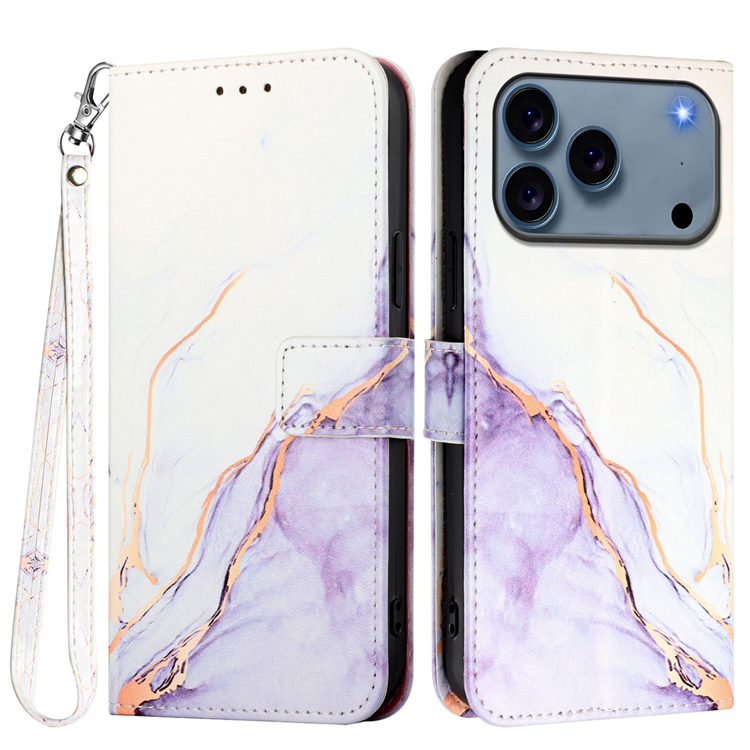 iPhone 17 Pro Plånboksfodral Marble Pattern med Rem LS006 | 2353 | AlltMobil