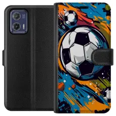 Gustaf - Pl&aring;nboksfodral till Motorola Moto G73 med Fotbollar