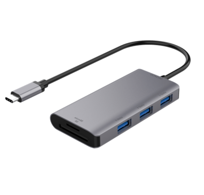 UTGATT1 - Deltaco USB-C Hub Med 3x USB-A - Silver/Grå