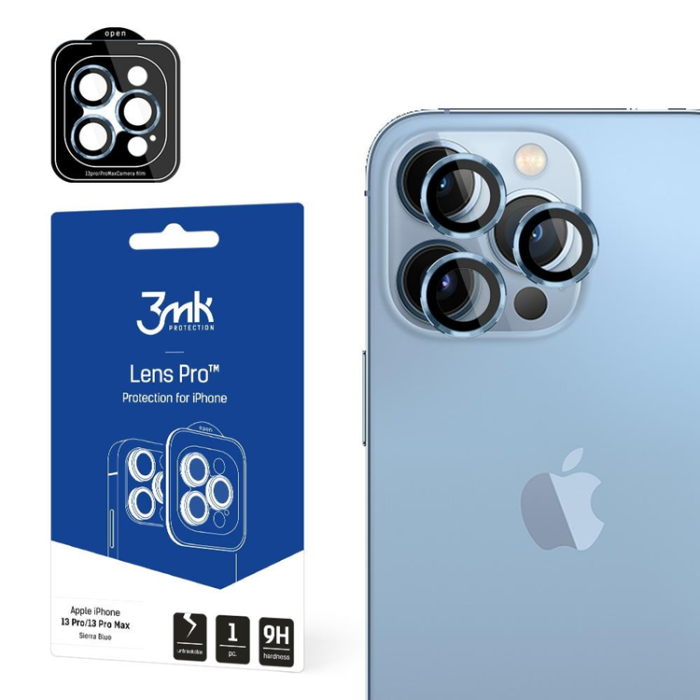 3MK - 3MK iPhone 13 Pro/13 Pro Max härdat glas Kameraskydd - Blå