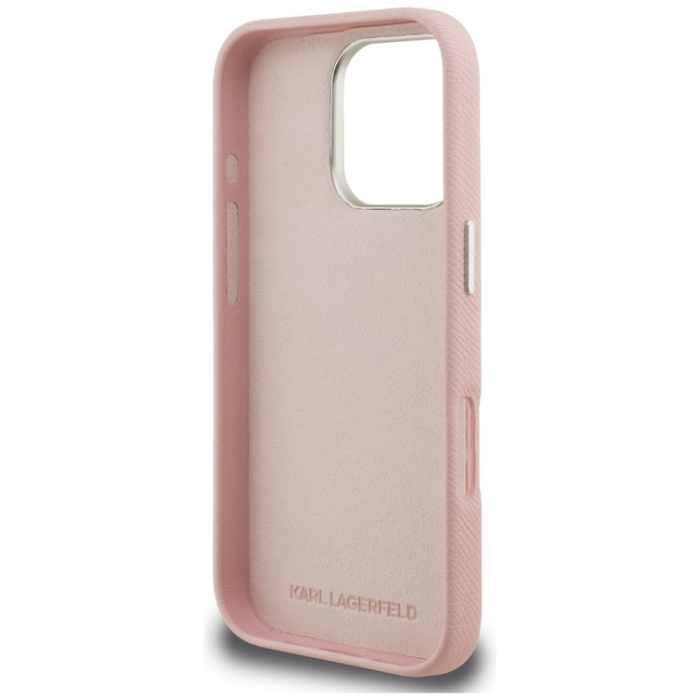 KARL LAGERFELD - Karl Lagerfeld Mobilskal För iPhone 16 Pro FW Grained Signature Logo - Rosa