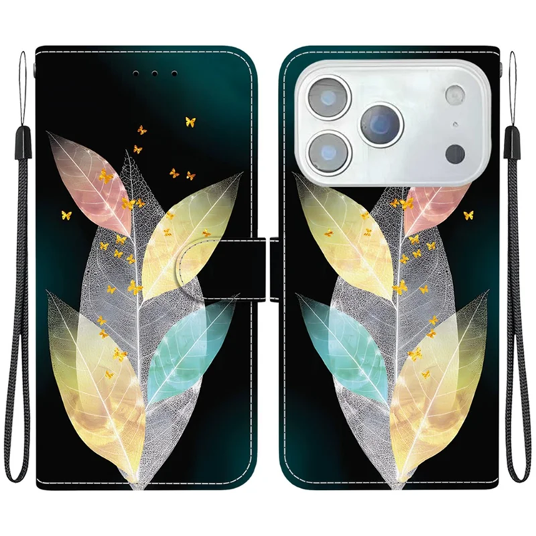 iPhone 17 Pro Max Plånboksfodral Med Lanyard - Colored Leaves | 2353 | AlltMobil