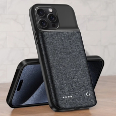 A-One Brand - iPhone 15 Pro Max Batteriskal 6800mAh Oxford Cloth - Svart