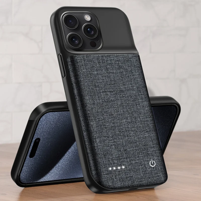 A-One Brand - iPhone 15 Pro Max Batteriskal 6800mAh Oxford Cloth - Svart