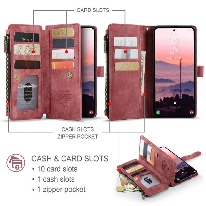 Caseme - CaseMe Mobilfodral för Samsung Galaxy S26 Ultra Konstläder med kortfack - Röd