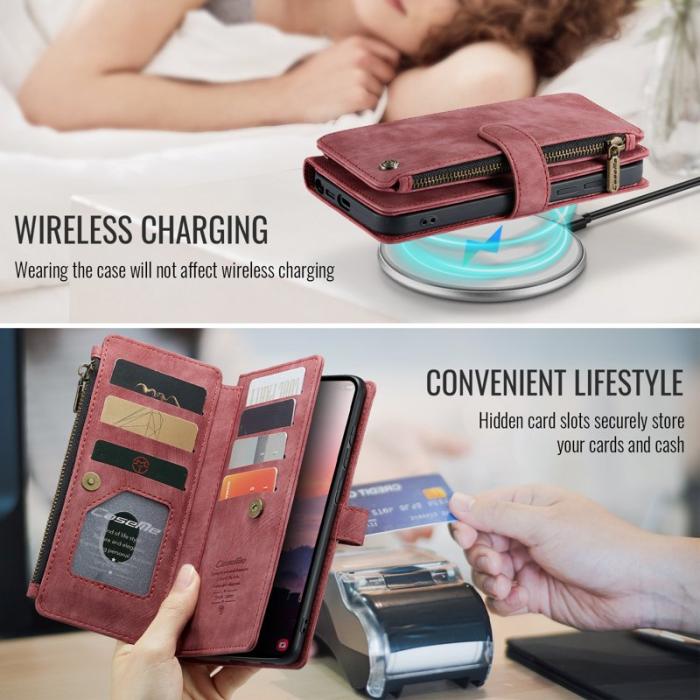 Caseme - CaseMe Mobilfodral för Samsung Galaxy S26 Ultra Konstläder med kortfack - Röd